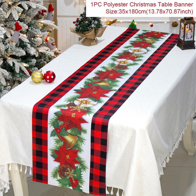 Christmas Table Runner Cloth Merry Christmas Decoration for Home 2024 Tablecloth Xmas Ornament Navidad Natal New Year Gift 2024