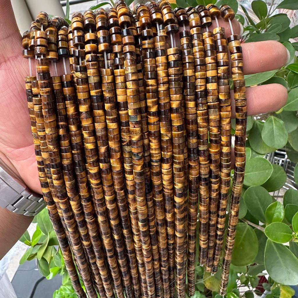 Koraliki z kamienia tygrysiego oka, okrągłe, pod kątem prostym 3x6mm do akcesoriów do biżuterii DIY