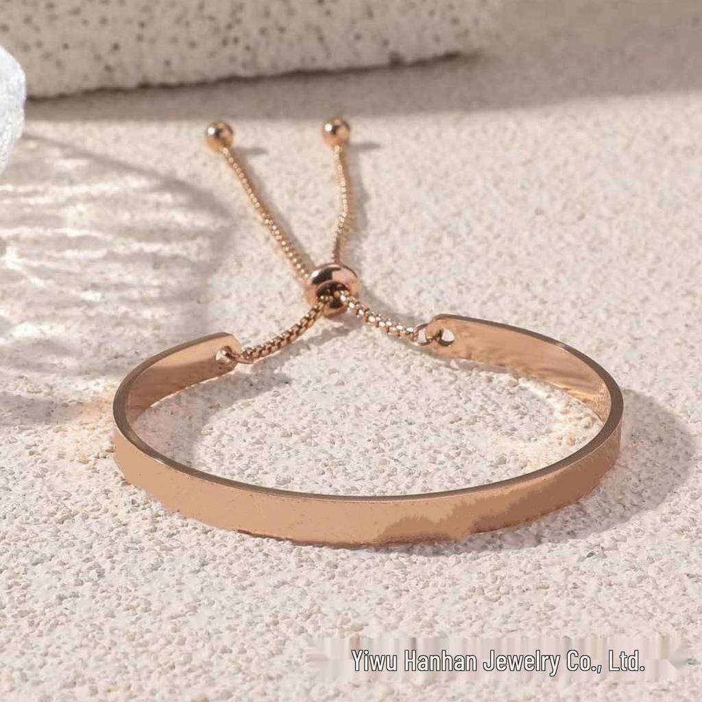 Hot Sale Adjustable Titanium & Stainless Steel Etched Bracelet