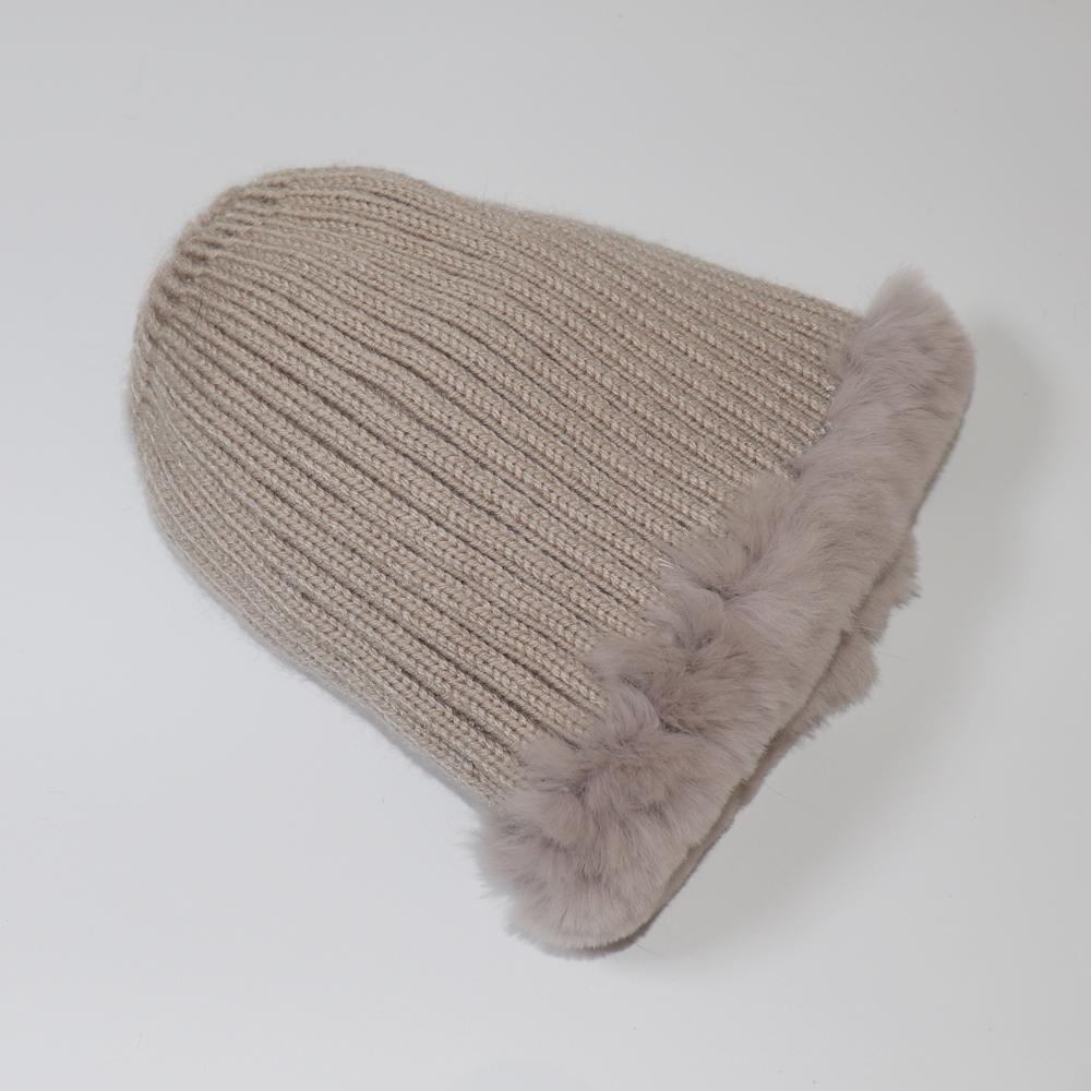 Winter Knitted Real Fox Fur Hat With Tail Women Warm Soft Real Rex Rabbit Fur Hats Natural Luxury Quality Genuine Fur Caps