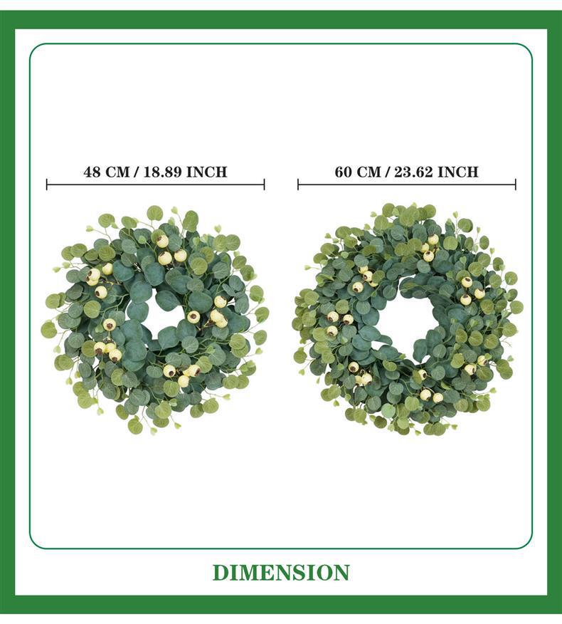 Hua Ying Fu Green Plant Combination Door & Window Hanging Ornament with Money Leaf & Eucalyptus Wreath