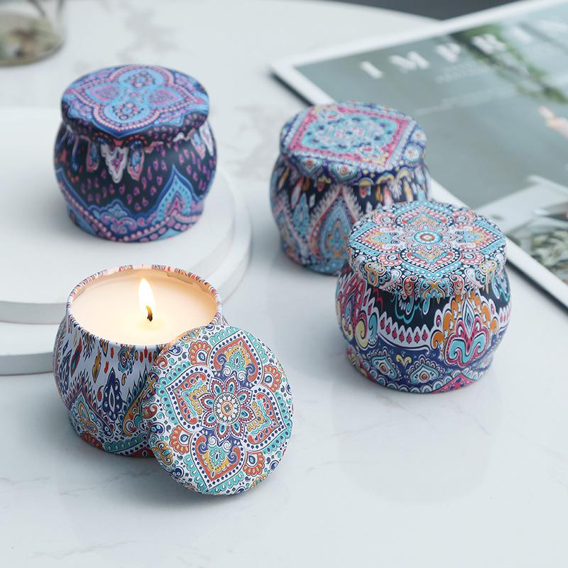 Creative Festive Atmosphere Lights Wedding Souvenir Candles Indoor Soy Wax Aromatherapy Candles Round Tin