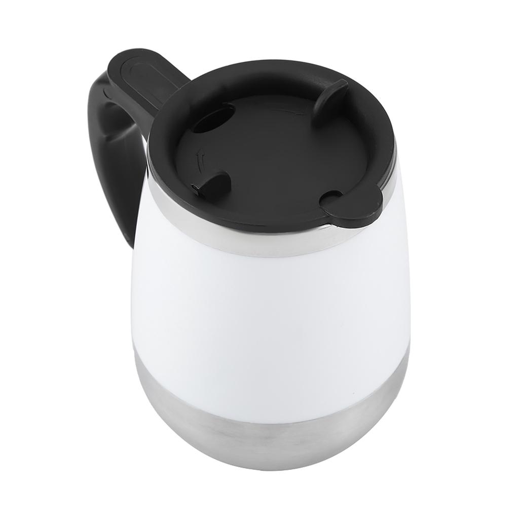 Portable Electric Stainless Steel Self Mixing Cup Magnetic Stirring Coffee Mug White