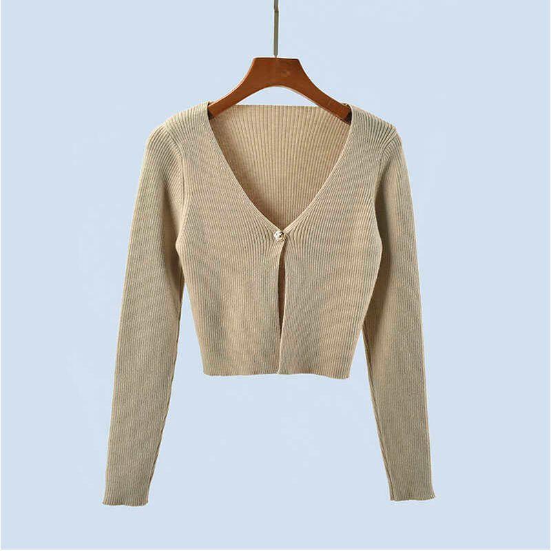 High Quality Autumn Clothing New Arrival Women's Knitwear Cardigan Women's Short One Button Long Sleeve Sweater Coat Slim Fit Slimming Top