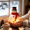Holiday Tabletop Centerpiece Christmas Snowman Candle Holder, Decorative Metal Candlestick Ornament with Top Indoor Festive Atmosphere Light