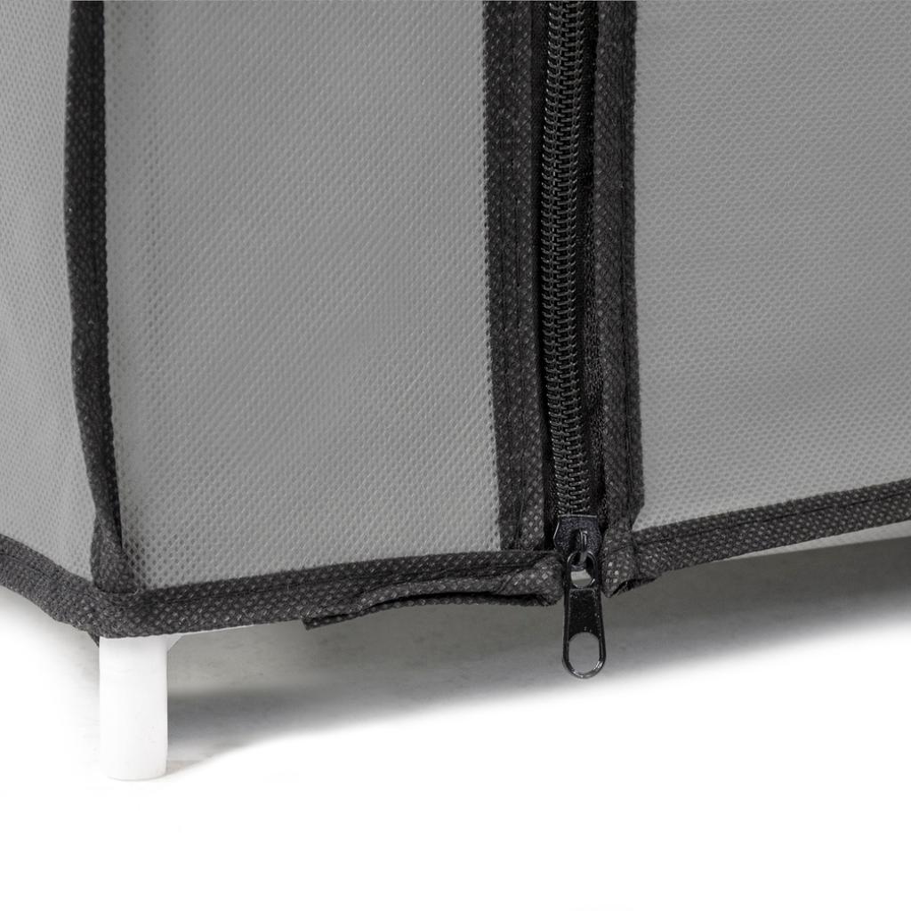 Stoffschuhschrank, 6 Ebenen, geräumig, Metallregal, grauer Rahmen