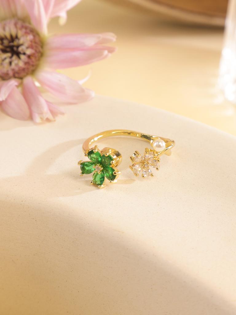 New Light Luxury Adjustable Ring Sunflower Zircon Simple, Fresh, High End Open Ring