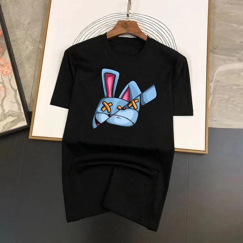 

Хлопковые топы Funky Brand Bunny Funny Cartoons Short Sleeve Men Personality Street T Shirts Loose Oversize Tees Дышащие Мягкие S бежевый