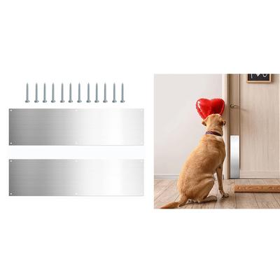 2pcs Door Kick Plates for Exterior Doors Preventing Pet Scratches Durable Metal Plate with Screws Prevent Door from Kick