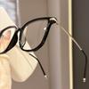 BMW Square frame leopard print flat glasses for women new arrival anti-blue light glasses frame metal temples show face small decorative glasses