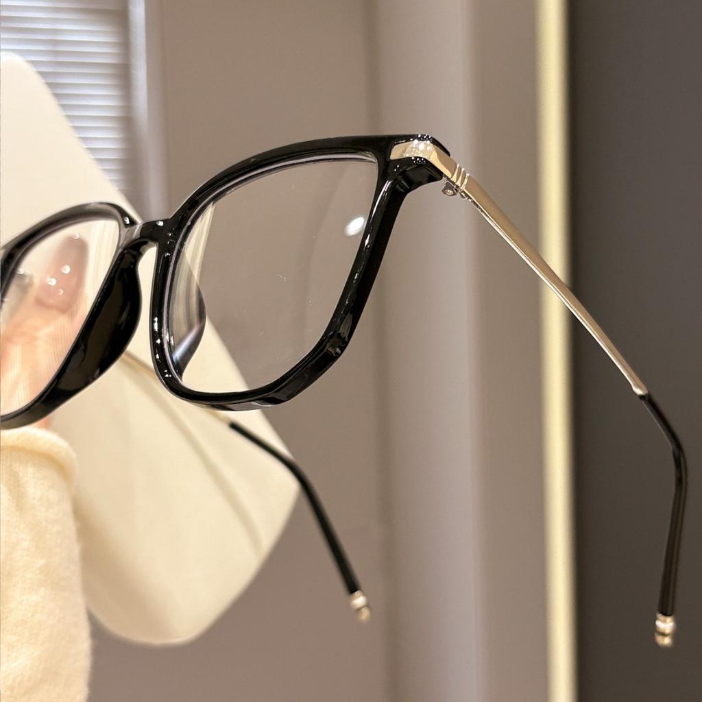BMW Square frame leopard print flat glasses for women new arrival anti-blue light glasses frame metal temples show face small decorative glasses