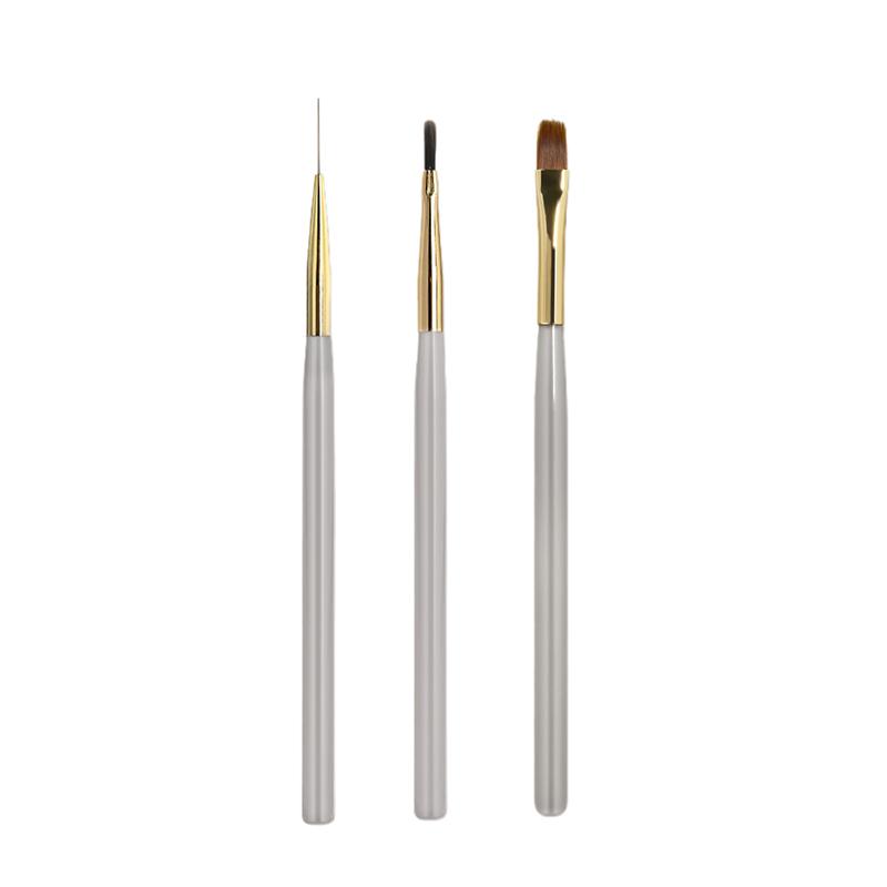 

3Pcs Nail Art Acrylic Painting Brushes Set DIY Design Manicure Tools Checker Drawing Line Brush for Nail Art