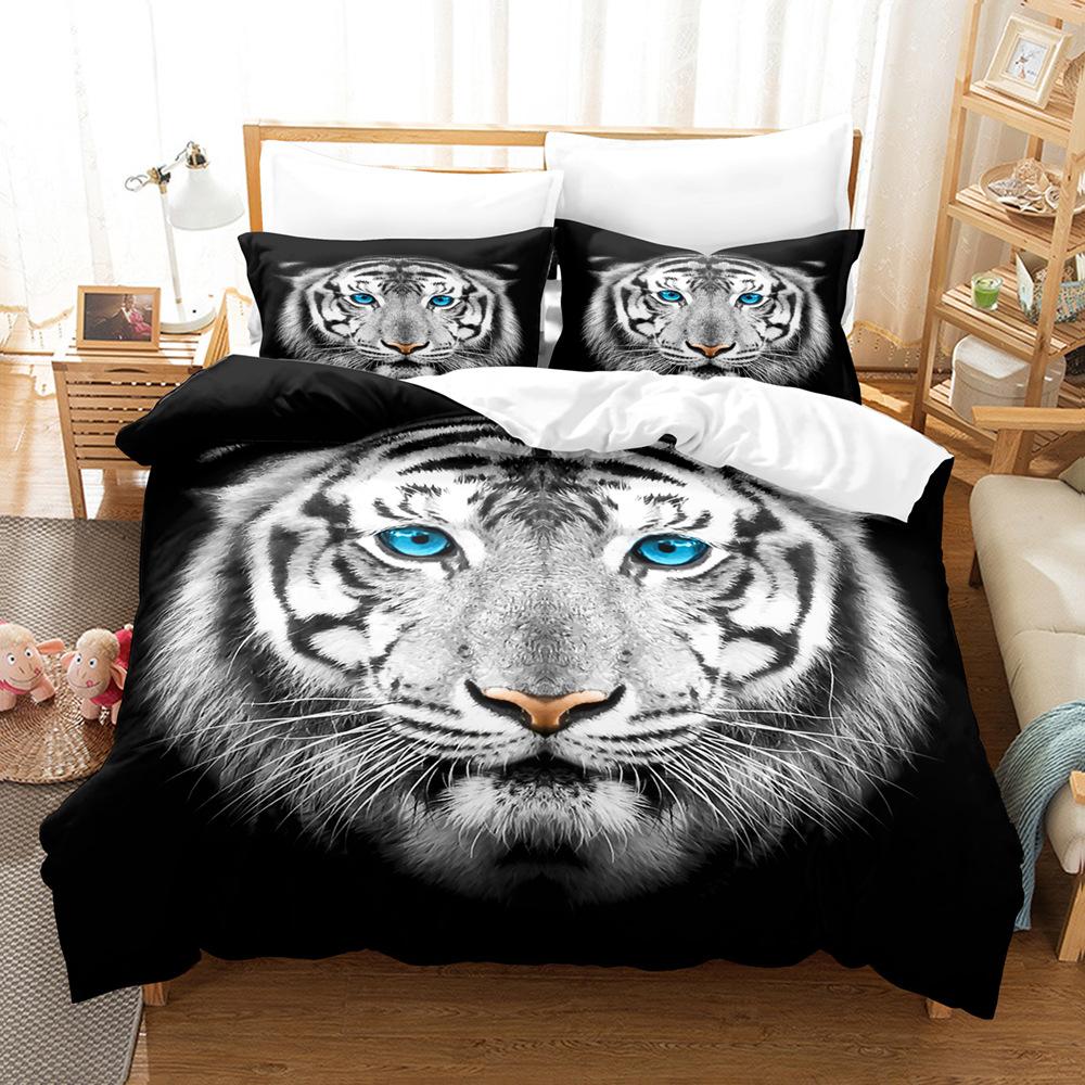3D Digital Printing Three-Piece Set, Chinese Tiger Picture 3D Digital Printing Bedding Kit