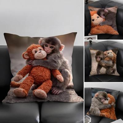 Punch Monkey Cute Cushion Cover Pillowcase Ultra Soft Skin Friendly Fabric Cloud Like Comfort & Concealed Zipper