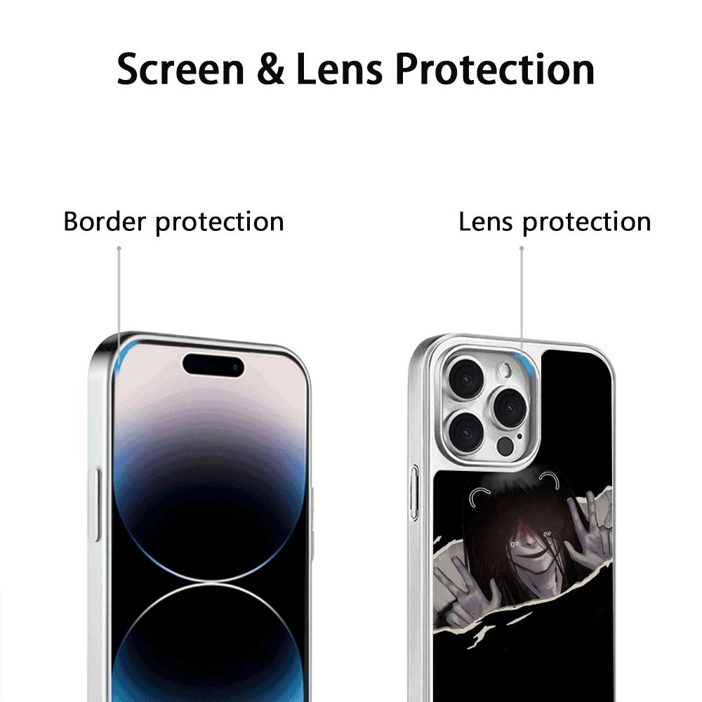 H-homi-cipher Crawling Anime Man Phone Case for iPhone 16 15 14 13 12 11 Pro Max Sheepskin Silver-edged Protective Case