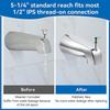 Durable 4 Inch Bathroom Tub Spout Slip-on Silver Bathtub Faucet Inside Thread Metal Shower Diverter Bathroom