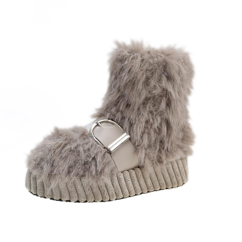 Ankle Flat with Modern Boots Winter Slip-on Ladies Shoes on Sale 2024 High Quality Round Toe Low Heel Belt Buckle Women's Boots