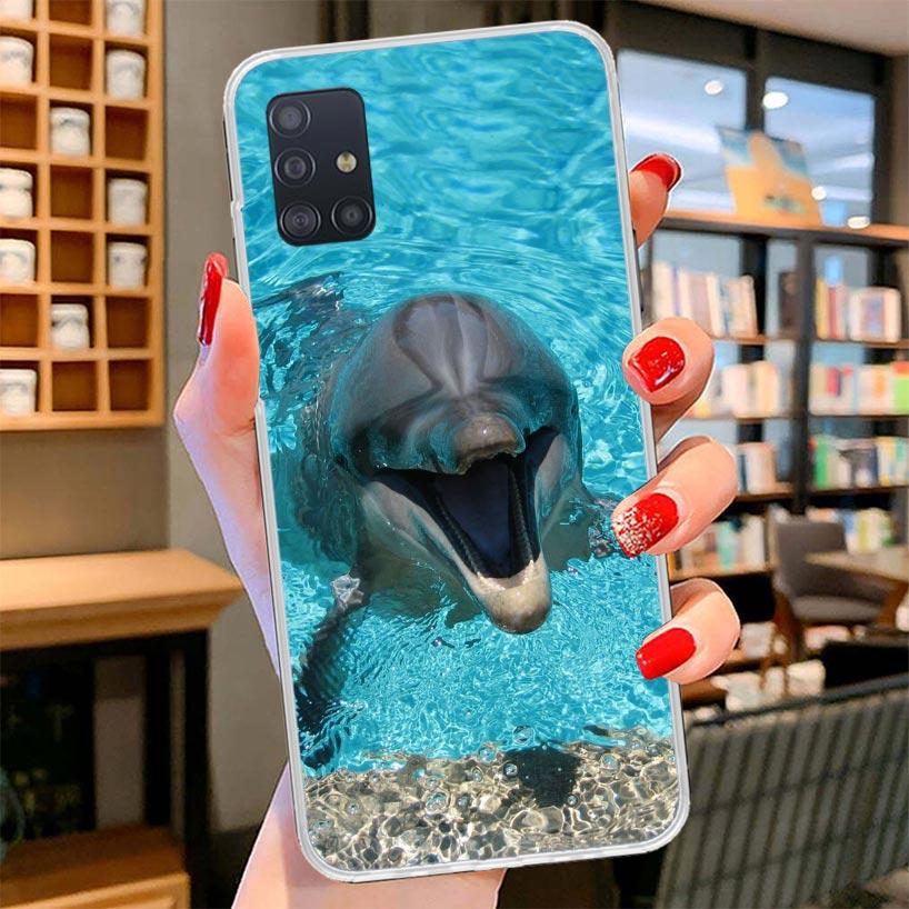 Ocean Animal Cute Dolphin Cover Phone Case For Samsung Galaxy A12 A22 A32 A52 A72 A02S Phone Case Note 20 Ultra 10 S10 Plus A51