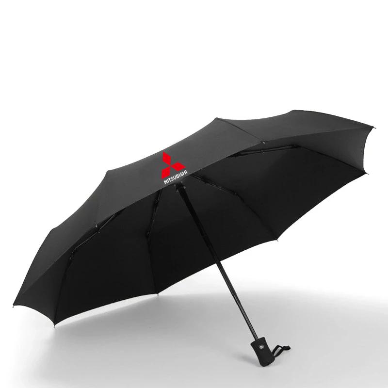 Car Logo Automatic Folding Windproof Sunshade Umbrella for Mitsubishi Lancer ASX Outlander Pajero Evolution Car Accessories