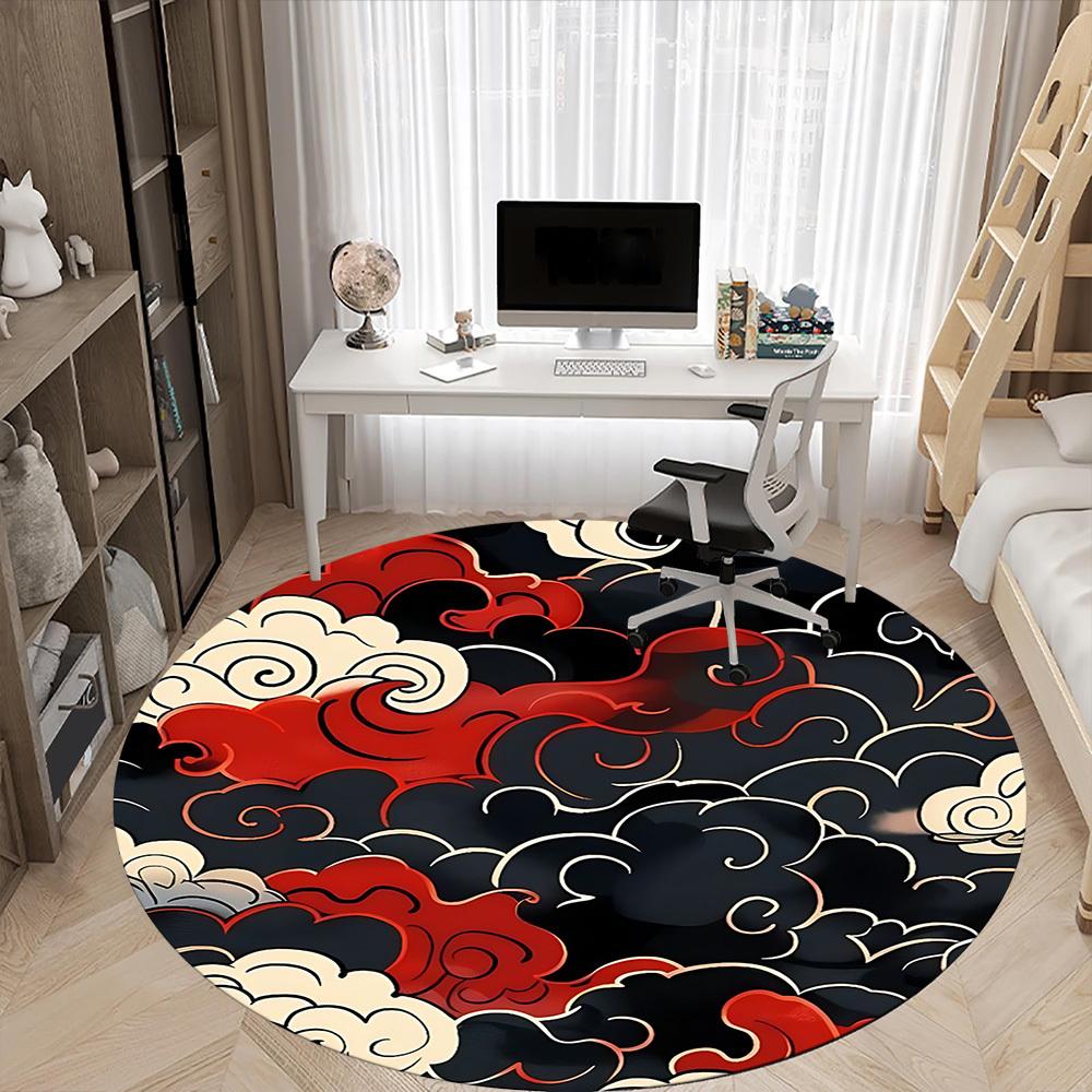1pc Clouds Patterns Office Round Area Rug,  Mat Suitable For Office, Under Office Chairs Bedroom Living Room Home Decor, Room Deco