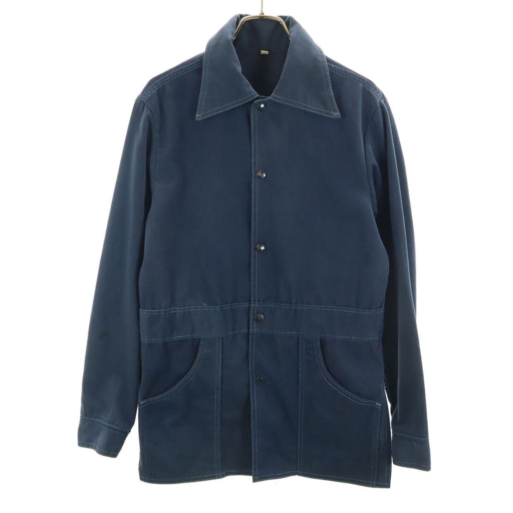 VINTAGE 70s Safari jacket Work jacket 36 Navy Men's Used