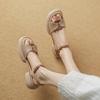 Sandals for Women Color Spelling Roman Style Open Toe Woman Shoes Platform Leather Asian Size On Sale Luxury Summer Daily Korea