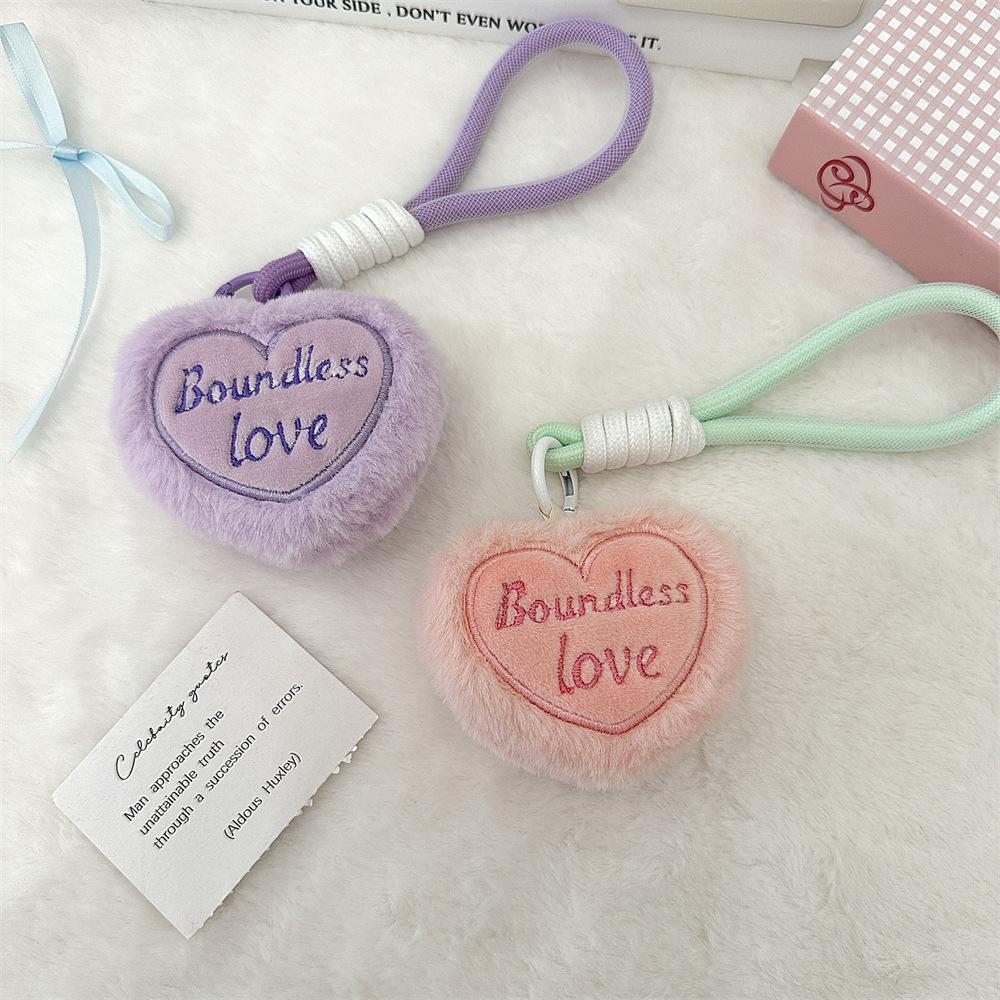 11 Plush Heart Keychain Student Canvas Bag Pendant Decoration Children's Backpack Pendant Mobile Phone Lanyard