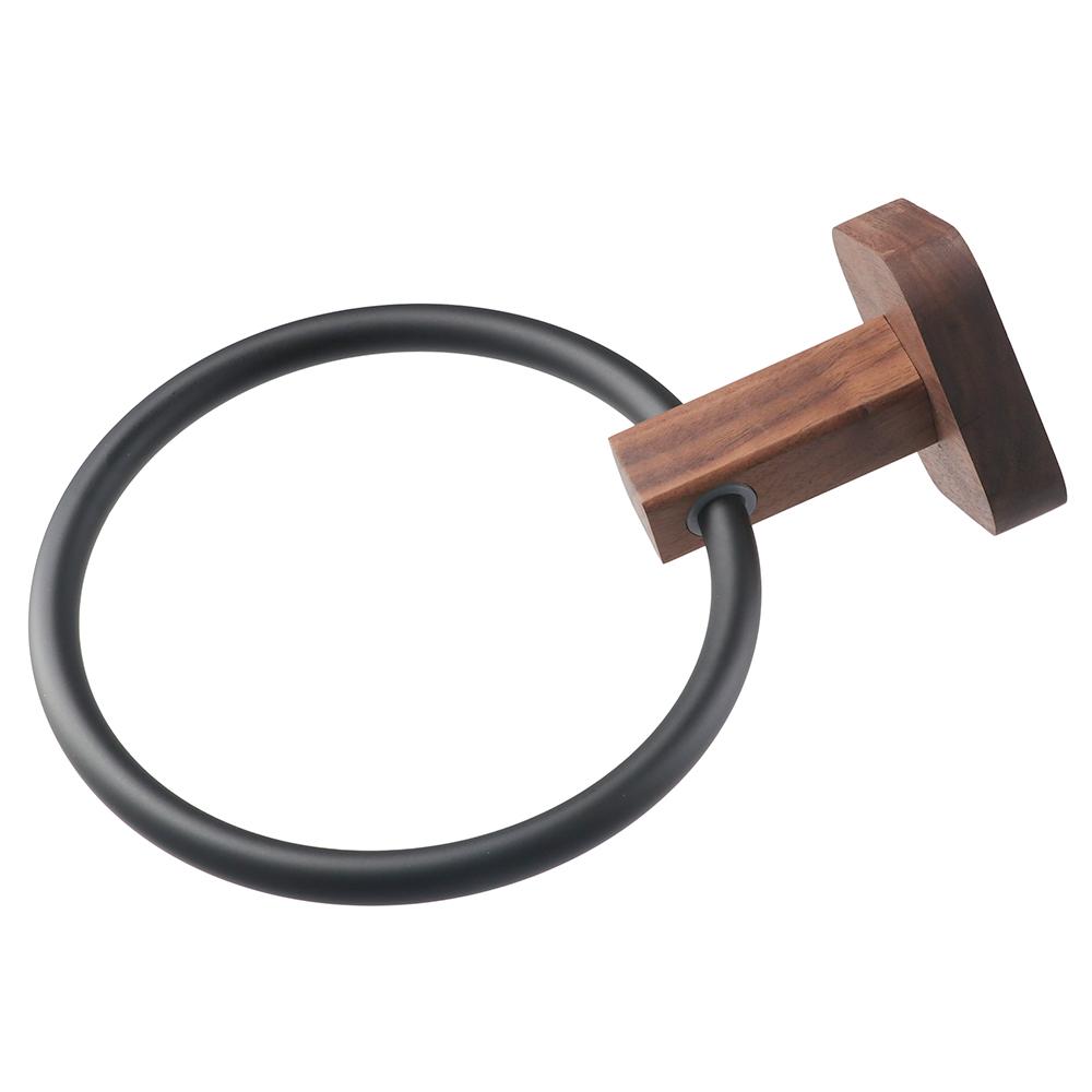 Aluminum Alloy Towel Ring Matte Black Round Towel Hanger Durable Hand Towel Holder  Bathroom