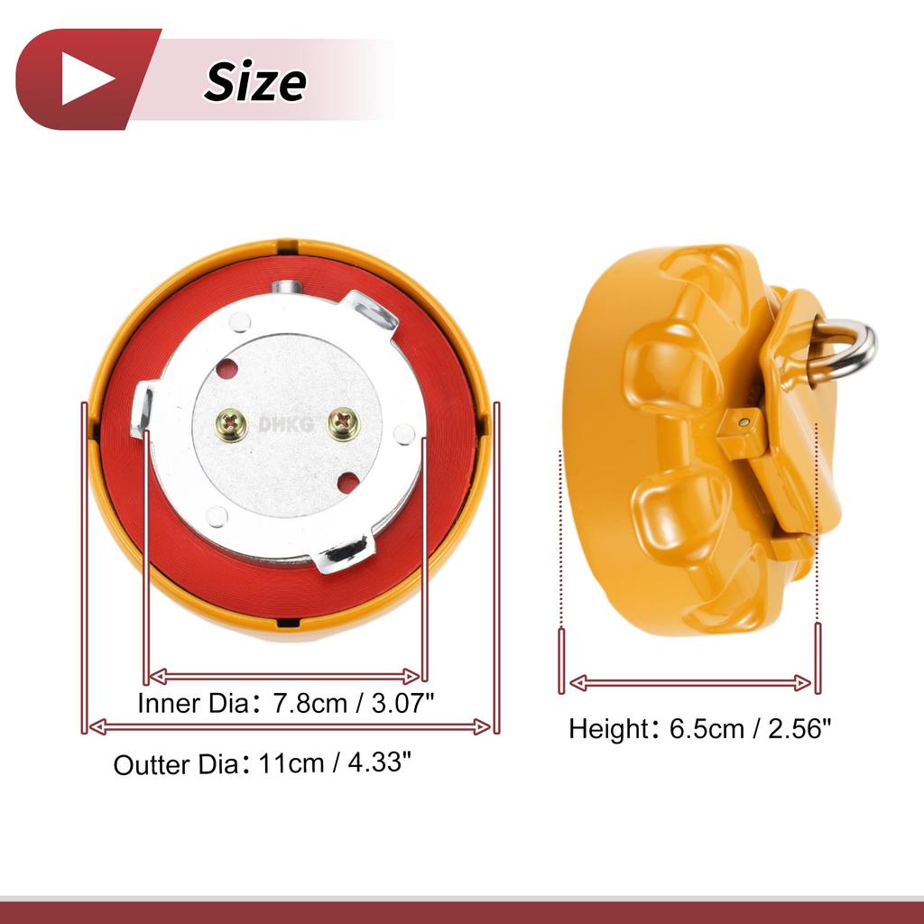 HEROFFIX TRINITY EXCAVATOR LOCK GAS CAP WITH 2 KEYS Silver-Tone Red Yellow