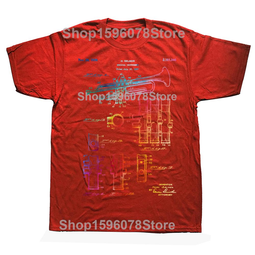 Mens Clothing Trumpet T Shirt Trumpet Patent T Shirt Trumpet Player For Musician Music Teacher Marching Band Jazz Band Music