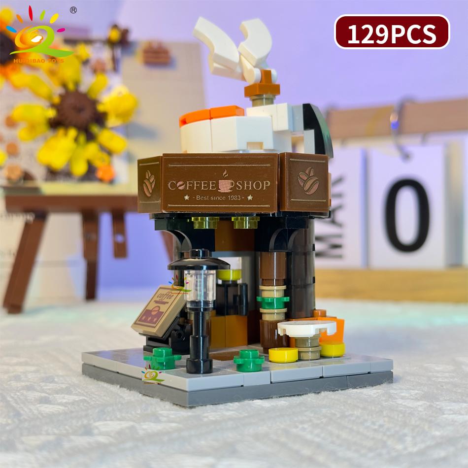 Non-Toxic Moc City Street View Mini Building Blocks Diy City Commercial Street Coffee Shop Puzzle Toys Home Ornaments Decoration