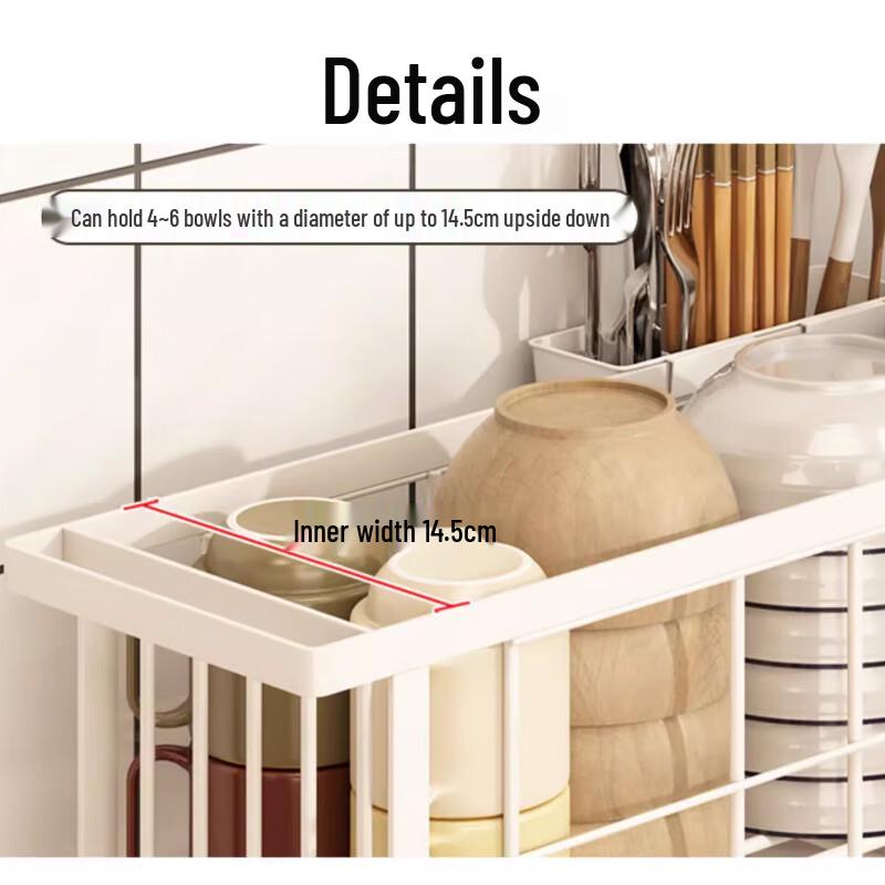 Beifu Compact Countertop Dish Drying Rack with Utensil Holders, White