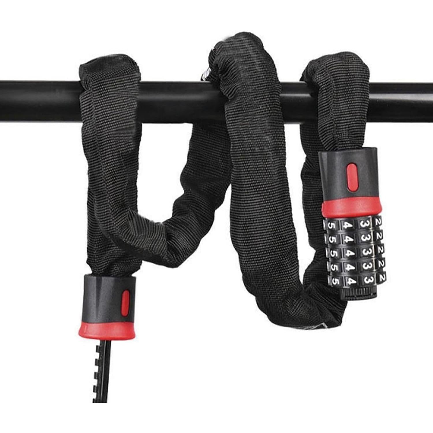 Bike Lock: 5 Digit Combination High Security Anti Theft Bike Chain Lock,Heavy Duty Resettable Keyless Bicycle Lock for Bike, Motorcycle, Scooter чёрный