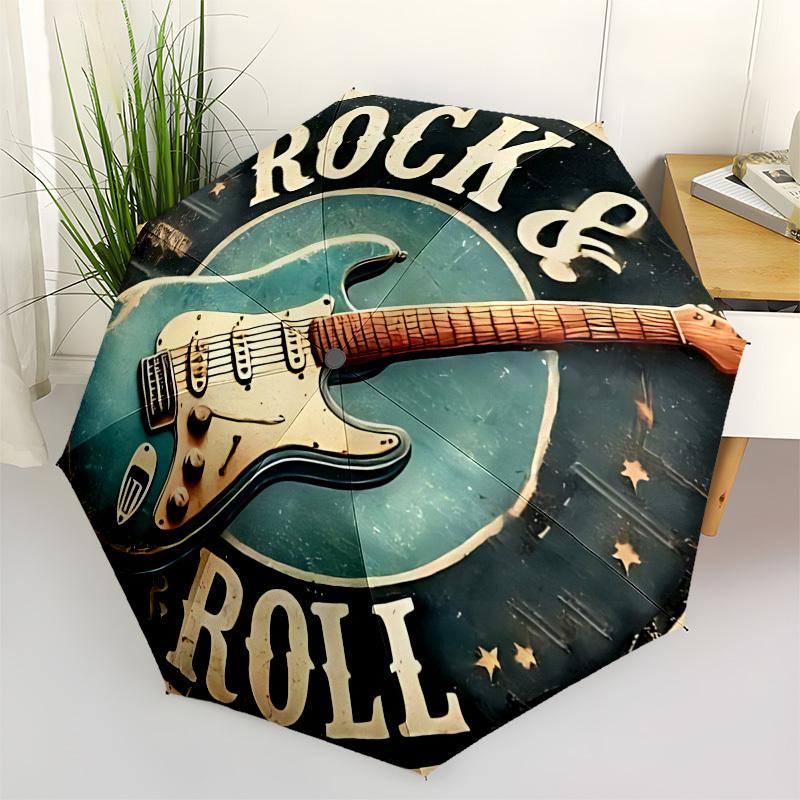 

Rock Roll Themed Automatic Opening and Closing Umbrella, Brightly Colored 8 rib Portable Umbrella, Suitable for Men and Women, A Perfect Gif