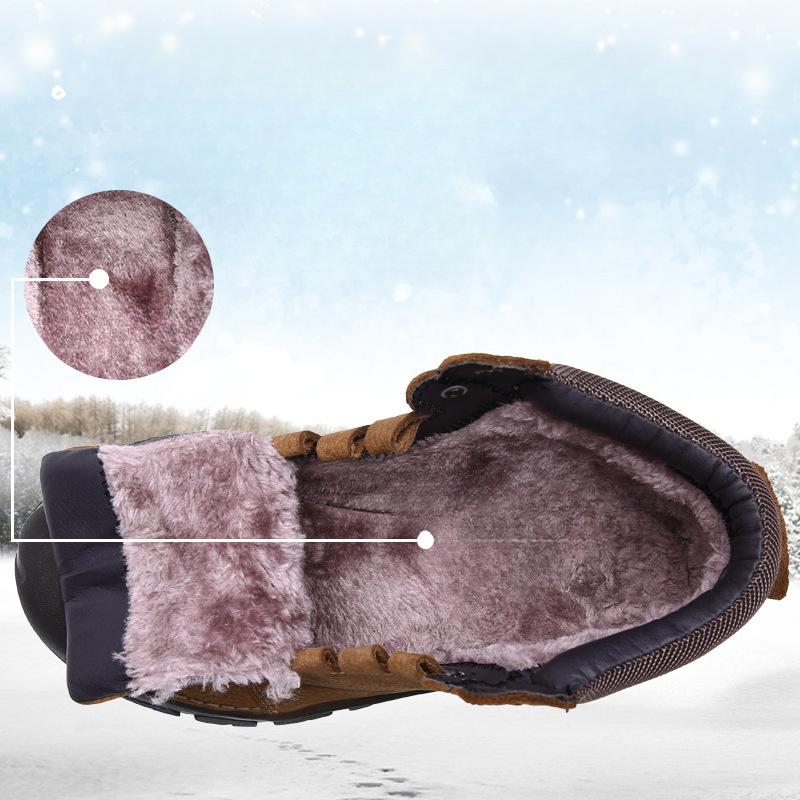 Autumn and Winter Hiking Shoes Cotton-Padded Shoes with Velvet Men's Leather Non-Slip Waterproof Winter Warm Men's Outdoor Snow Boots