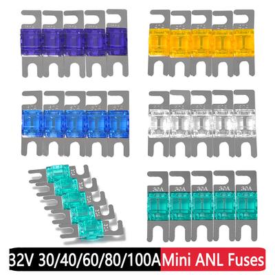 10/5 Stück Auto-Stud-Sicherungen 32 V 30/40/60/80/100 A Schaltungsschutzsicherung Vernickelter Auto-Ersatz für Auto-Stereo-Audio