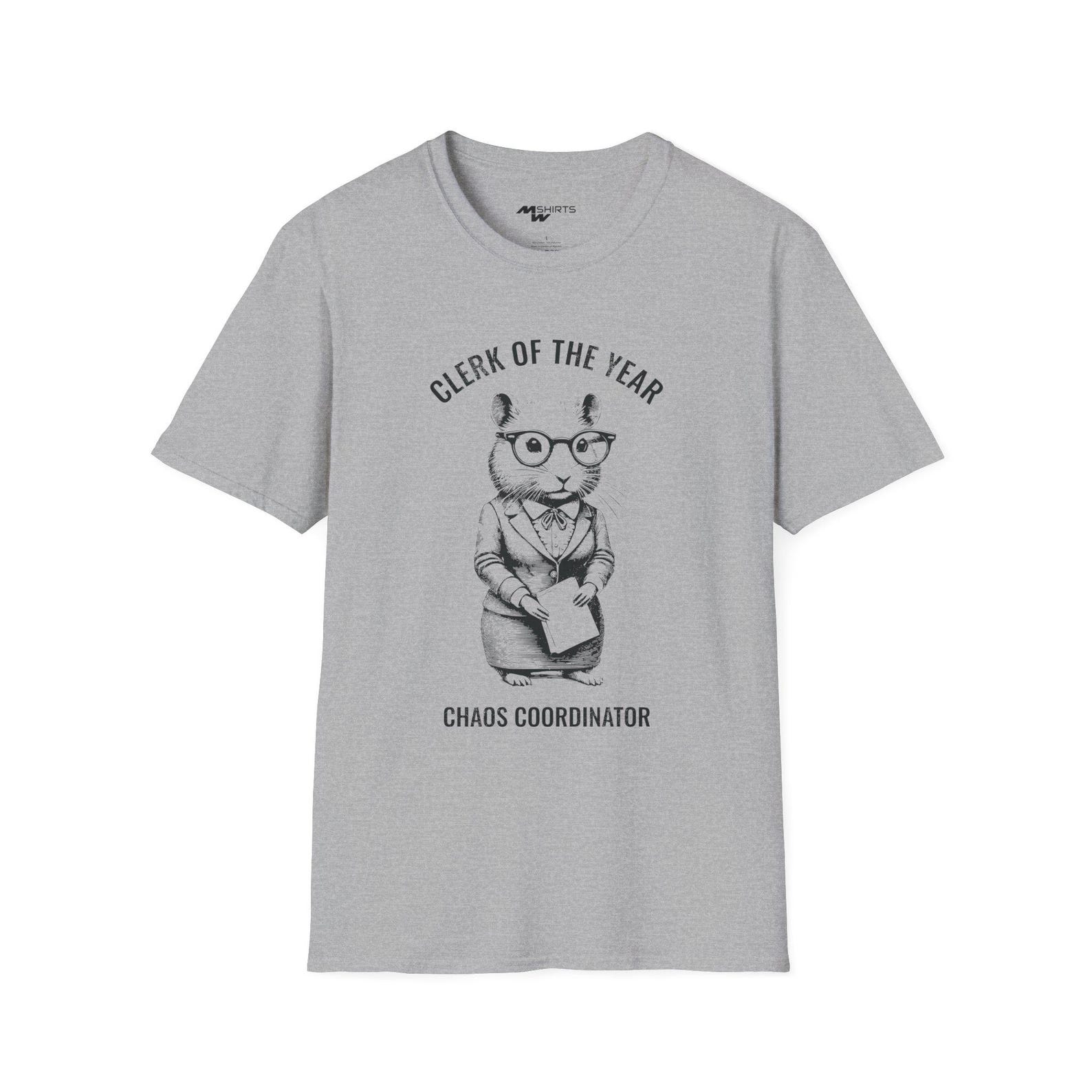 Clerk of the Year: Chaos Coordinator/ Guinea Pig T-Shirt/ Unisex Softstyle T-Shirt 3XL