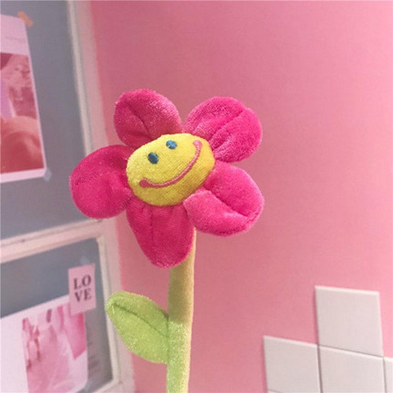 1pcs Cartoon Rose Flower Stuffed Soft Plush Toy Creative Curtain Buckle Home Decoration Christmas Valentine's Day Gift For Girl