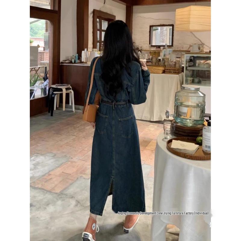 Early Autumn Women's Retro Denim Dress - New Niche Design with Timeless Elegance