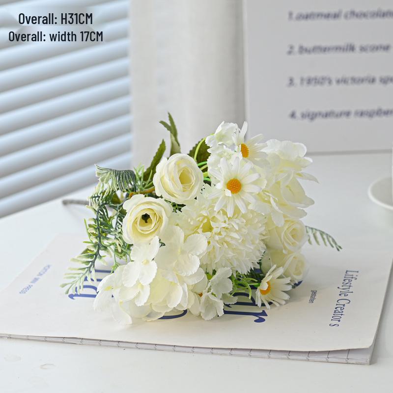 Rose Peony Bouquet: 7-Piece Artificial Floral Arrangement for Weddings & Home Decor