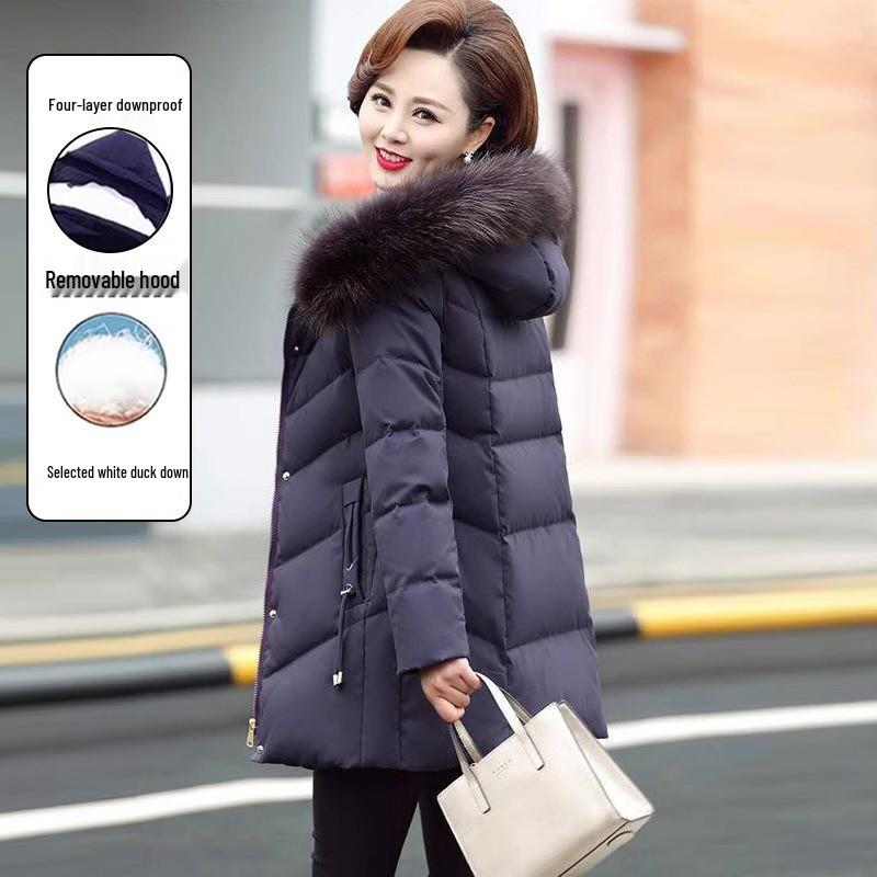 

2025 New Style Plus Size Mid-Length Down Jacket for Middle-Aged & Elderly Women - Thick, Warm, Fashionable Winter Coat L [Dad s 90-110 Jin]