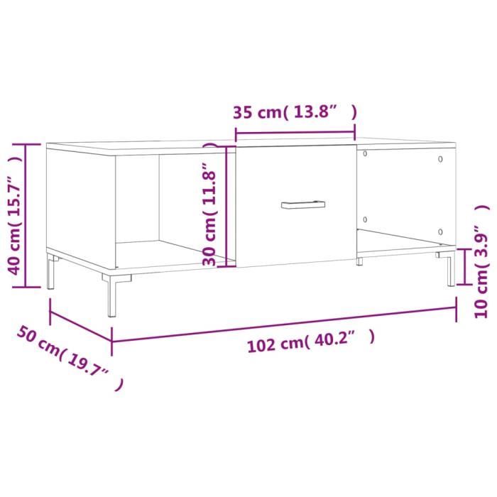 VidaXL Coffee Table Brown Oak 102x50x40 Cm Engineered Wood 829307