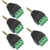 5 Pack TS Mono Male to 3 Pin Screw Terminal AUX Headphone Balun Connector, 3.5mm Audio Connector Solder Free Plug for Microphone
