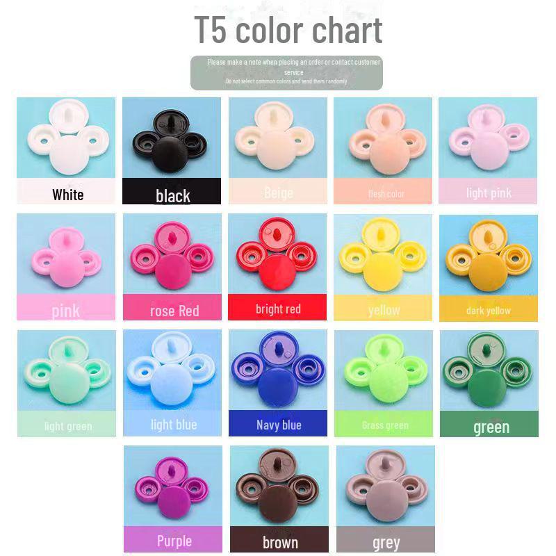 60-Color Eco-Friendly Plastic Snap Button Set for Baby Clothes and Bibs