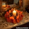 Thanksgiving Table Centerpieces Fall Maple Leaf Candle Ring Autumn Pillar Wreath Artificial Holder for Harvest Party Centerpiece Theme Supplies