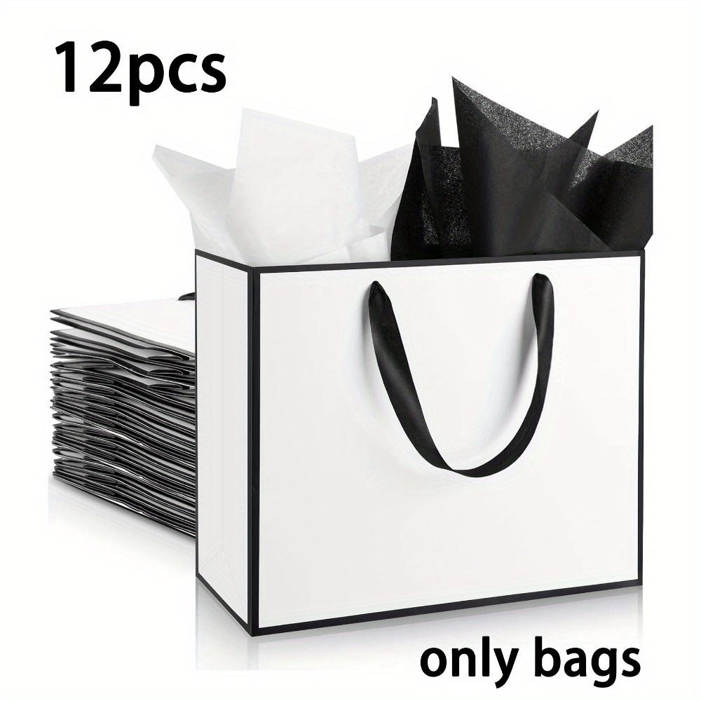 

12 шт. подарочных пакетов с ручками, белые бумажные пакеты для сладостей, подарочная упаковка, пакет для свадеб, вечеринок, дней рождения, покупок, товаров для Дня отца и подарочной упаковки 12pcs 22*10*20cm