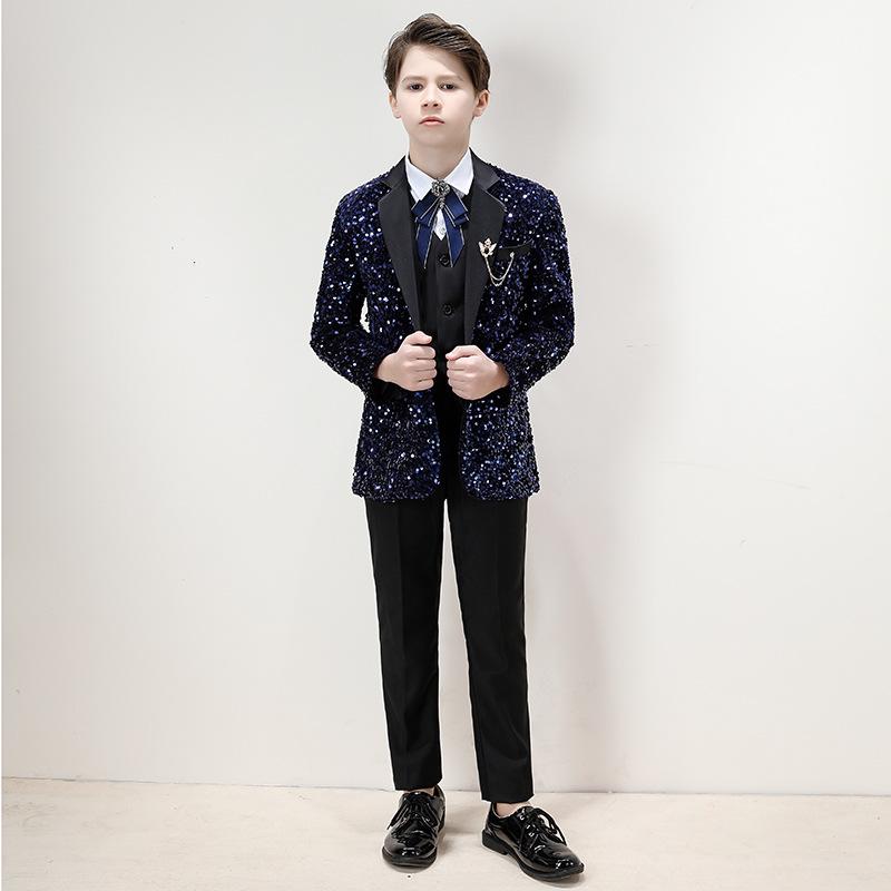 Smoching frumos pentru băieți: Set Costum cu Paiete pentru Spectacole și Podiumuri