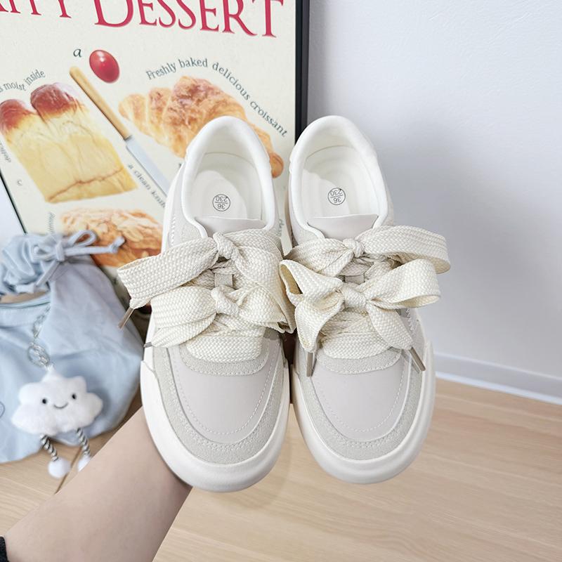 

Fashion Spring New Casual Sports Shoes Women s Fashion Round Head Front Strap Thick Sole Anti-slip Wear-resistant Single Shoes 40 белый