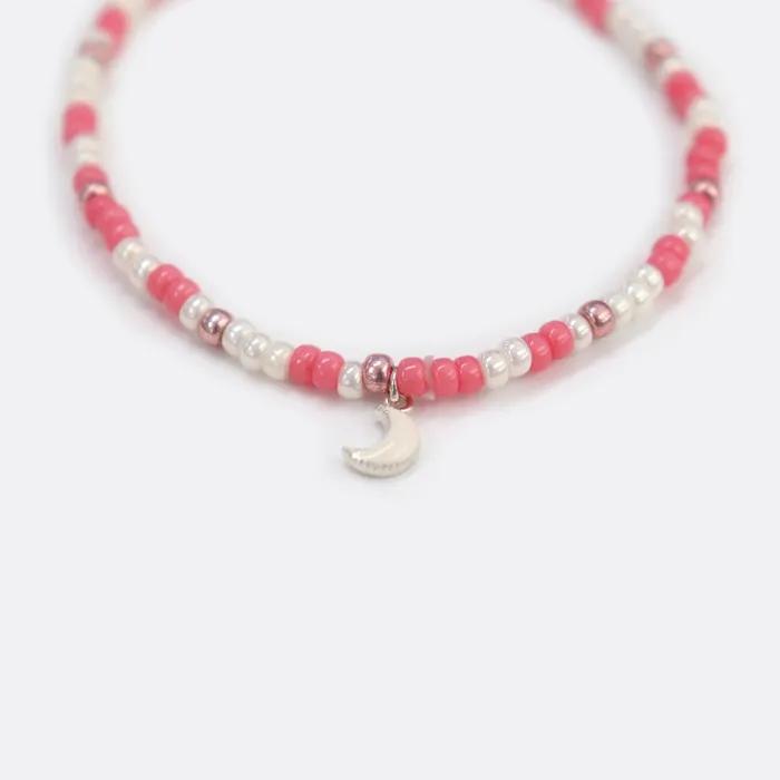 Silver Epoxy Moon Charm Beads Bracelet Silver Epoxy Moon Charm Color Mix Beads Bracelet