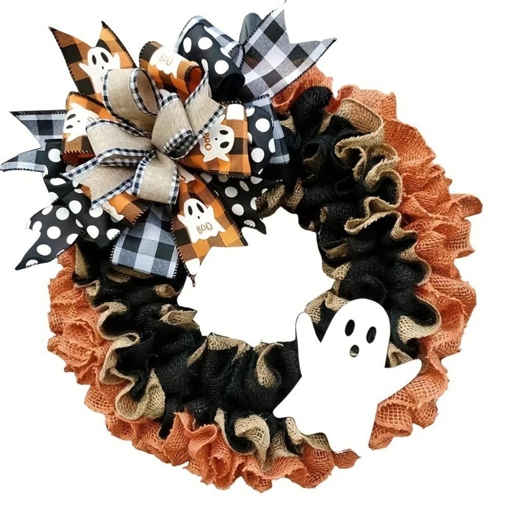 

Handmade Boo Ghost Wreath Simulated Ghost Ghost Wreath Halloween Wreath for Front Door & Window 1pcs